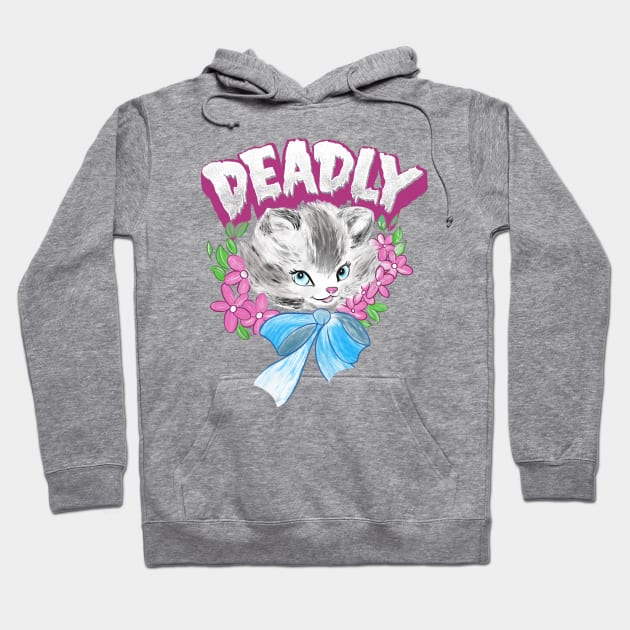 Cute but Deadly creepy goth kitten illustration Hoodie by goodwordsco